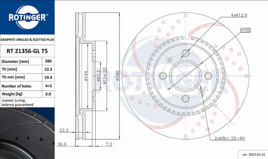 Rotinger RT 21356-GL T5 - Тормозной диск autosila-amz.com