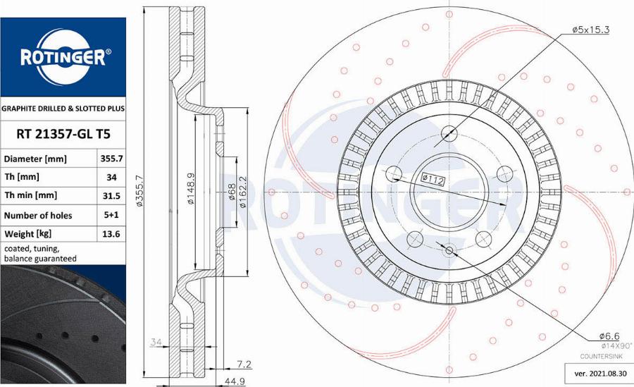 Rotinger RT 21357-GL T5 - Тормозной диск autosila-amz.com