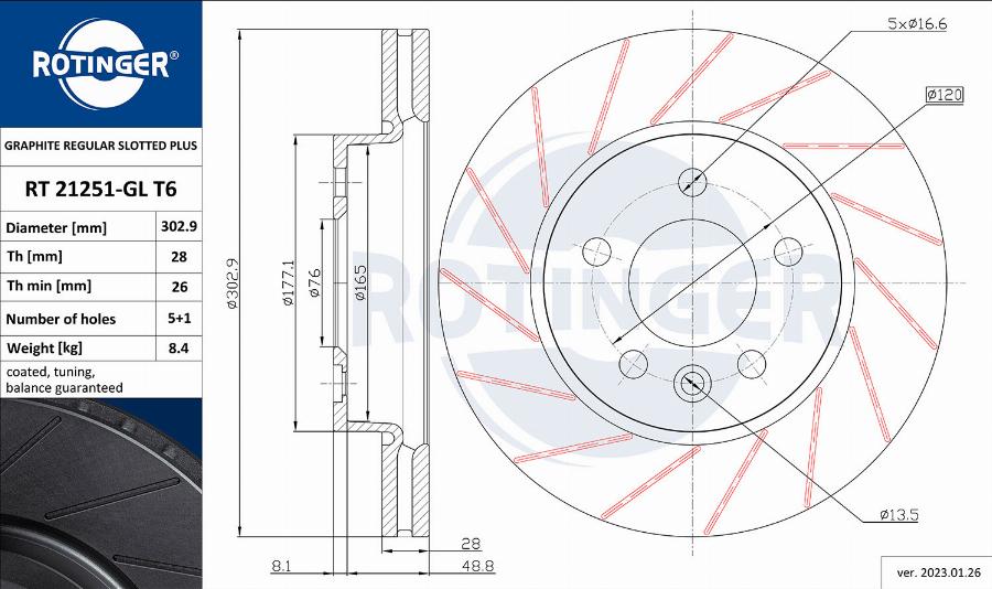 Rotinger RT 21251-GL T6 - Тормозной диск autosila-amz.com