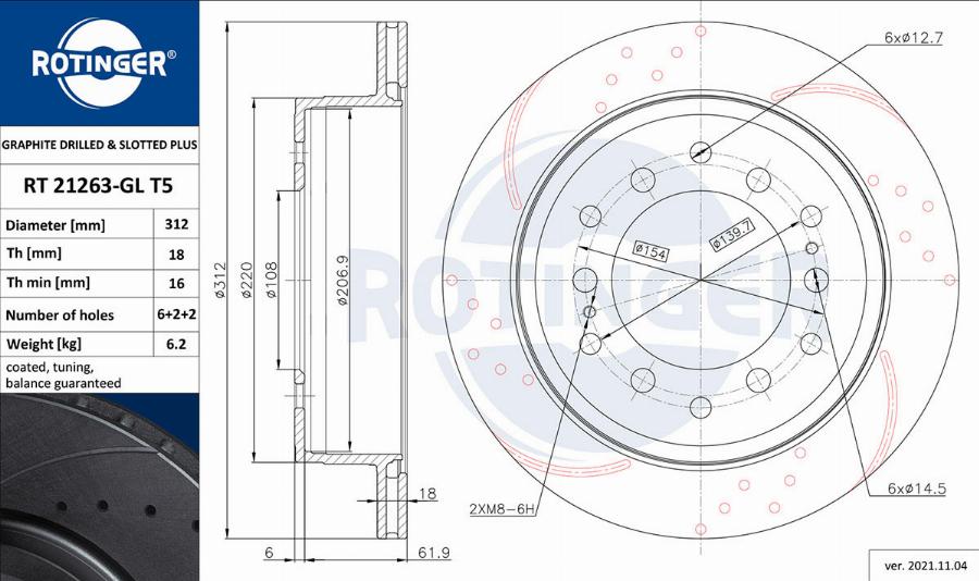 Rotinger RT 21263-GL T5 - Тормозной диск autosila-amz.com