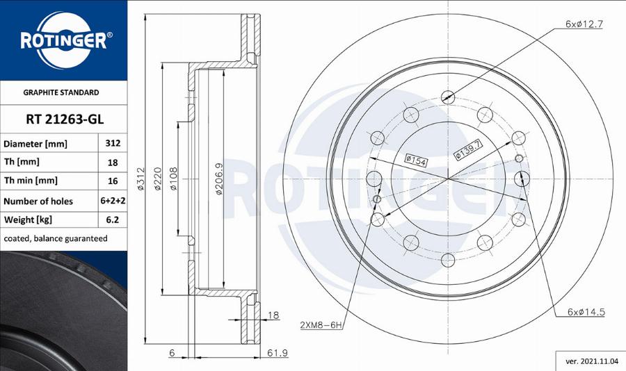 Rotinger RT 21263-GL - Тормозной диск autosila-amz.com