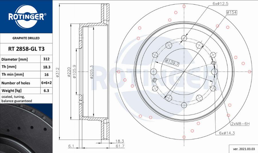 Rotinger RT 2858-GL T3 - Тормозной диск autosila-amz.com