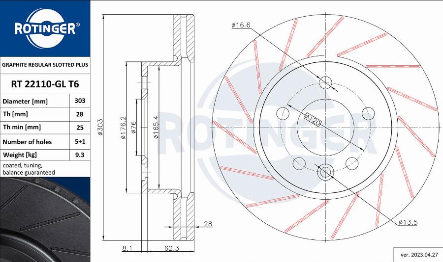 Rotinger RT 22110-GL T6 - Тормозной диск autosila-amz.com