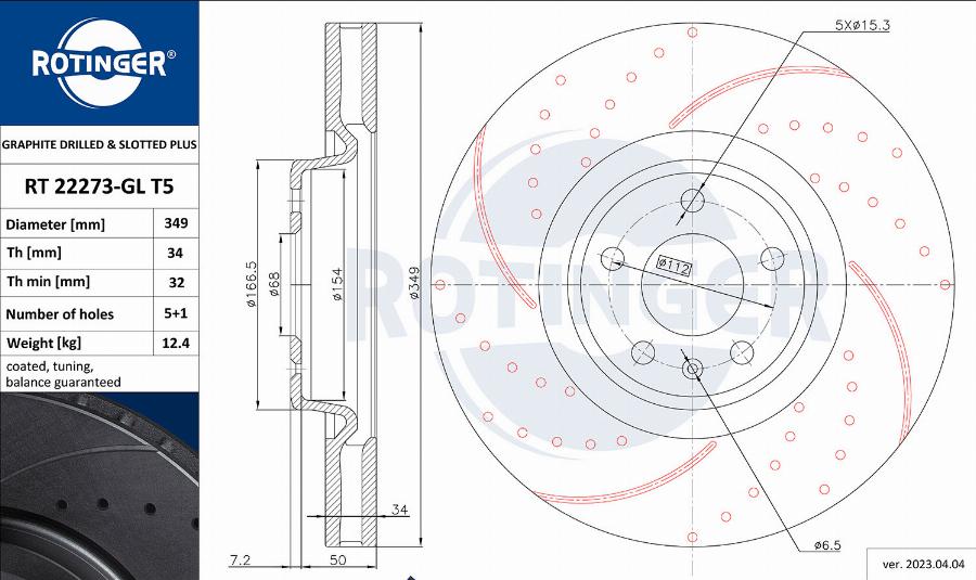 Rotinger RT 22273-GL T5 - Тормозной диск autosila-amz.com