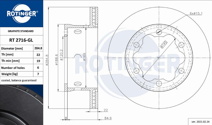 Rotinger RT 2716-GL - Тормозной диск autosila-amz.com