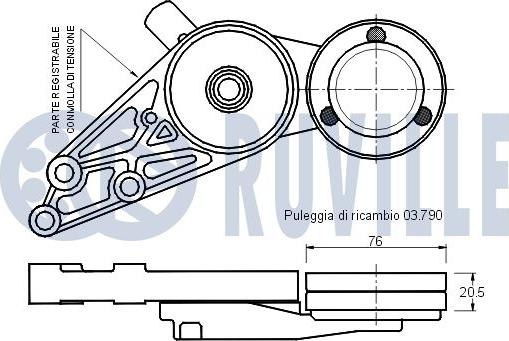 Ruville 540358 - ролик натяжной! с механизмом натяжения\ Audi A4/A6, VW Passat 1.6-1.8T 95> autosila-amz.com
