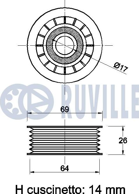 Ruville 540763 - 540763-RV_ролик натяжителя ремня! 17x23x64\ MB Sprinter 903/904 /W202-W220 2.4-5.5/2.0CDi-3.4CDi 96> autosila-amz.com