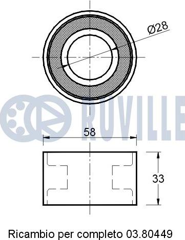 Ruville 541129 - Натяжной ролик, зубчатый ремень ГРМ autosila-amz.com