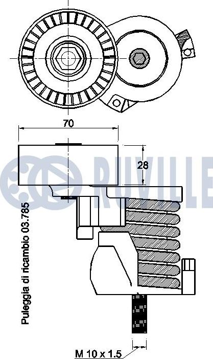 Ruville 542631 - Натяжитель, поликлиновый ремень autosila-amz.com