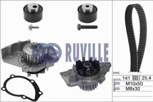 Ruville 55921711 - Водяной насос + комплект зубчатого ремня ГРМ autosila-amz.com