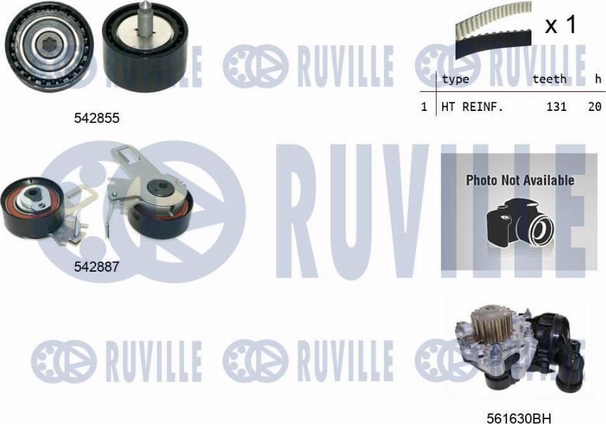 Ruville 5504972 - Водяной насос + комплект зубчатого ремня ГРМ autosila-amz.com