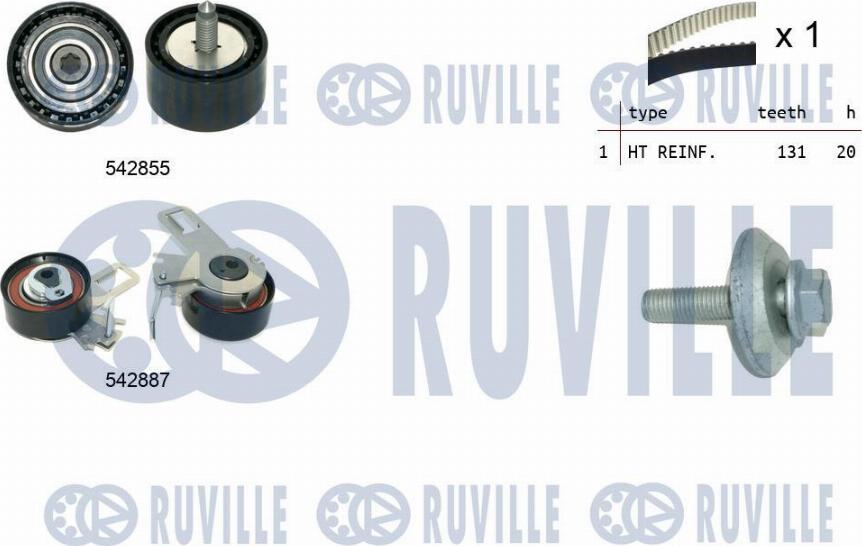 Ruville 550497 - Комплект зубчатого ремня ГРМ autosila-amz.com