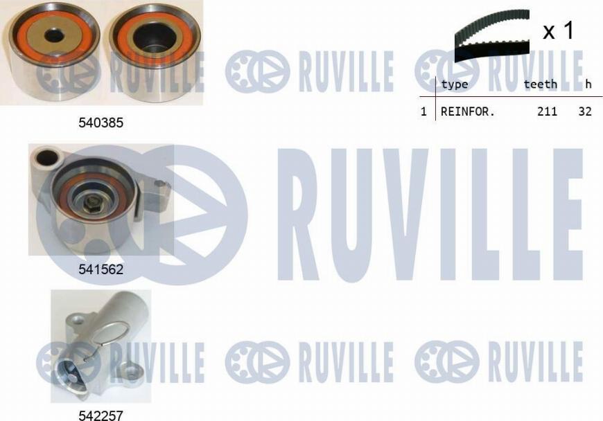 Ruville 550461 - Комплект зубчатого ремня ГРМ autosila-amz.com