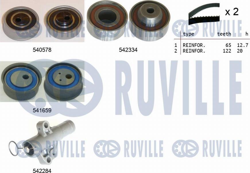 Ruville 550410 - Комплект зубчатого ремня ГРМ autosila-amz.com