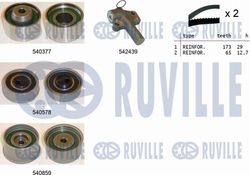 Ruville 550480 - Комплект зубчатого ремня ГРМ autosila-amz.com