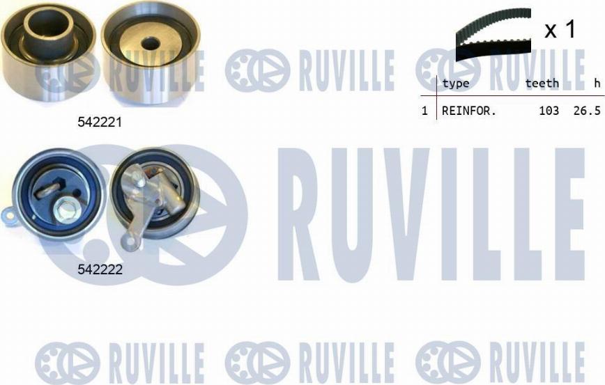 Ruville 550430 - Комплект зубчатого ремня ГРМ autosila-amz.com