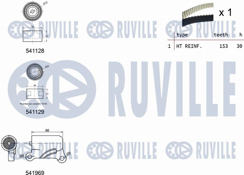 Ruville 550424 - Комплект зубчатого ремня ГРМ autosila-amz.com
