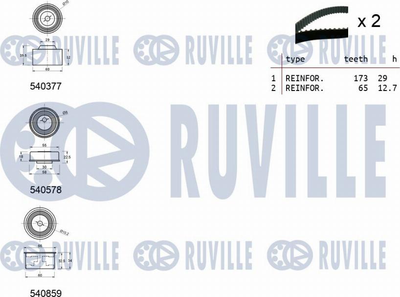 Ruville 550477 - Комплект зубчатого ремня ГРМ autosila-amz.com