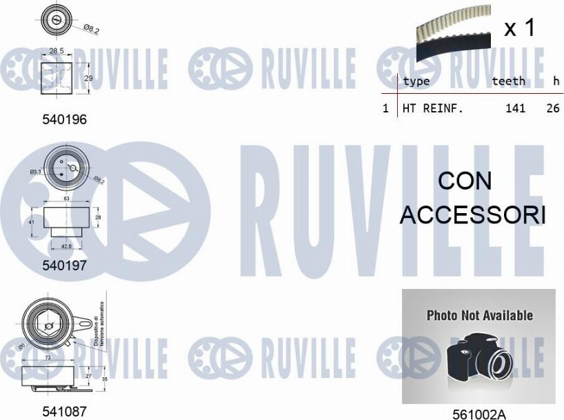 Ruville 5505041 - Водяной насос + комплект зубчатого ремня ГРМ autosila-amz.com