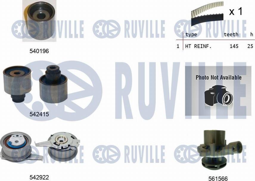 Ruville 5505061 - Водяной насос + комплект зубчатого ремня ГРМ autosila-amz.com