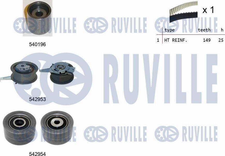 Ruville 550508 - Комплект зубчатого ремня ГРМ autosila-amz.com