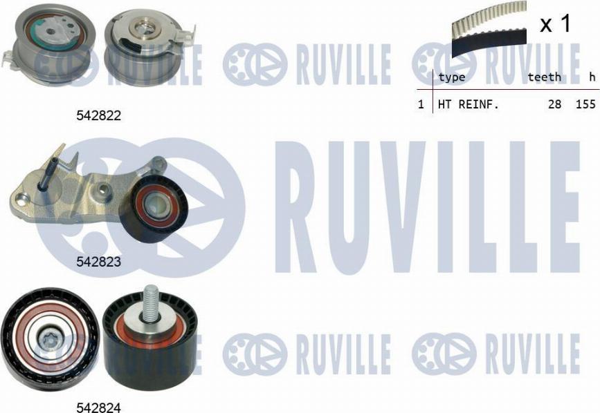 Ruville 550502 - Комплект зубчатого ремня ГРМ autosila-amz.com
