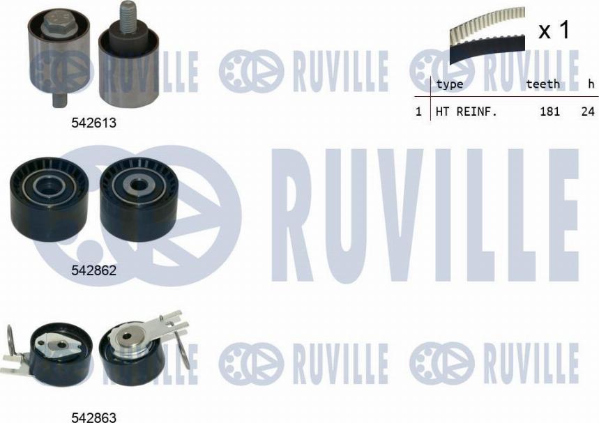 Ruville 550511 - Комплект зубчатого ремня ГРМ autosila-amz.com