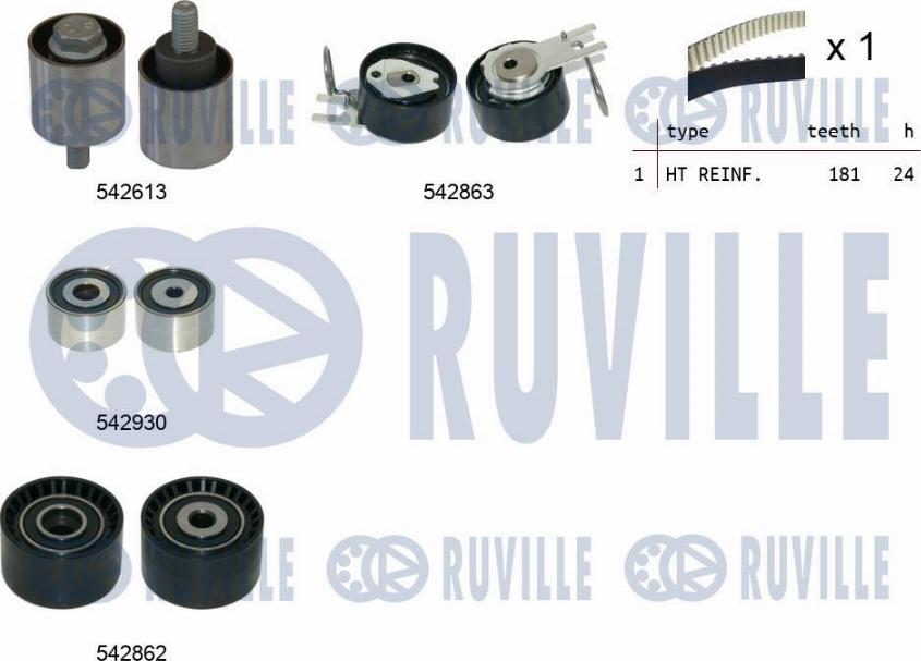 Ruville 550512 - Комплект зубчатого ремня ГРМ autosila-amz.com