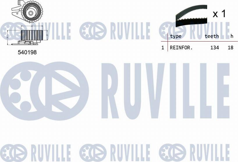 Ruville 550098 - Комплект зубчатого ремня ГРМ autosila-amz.com