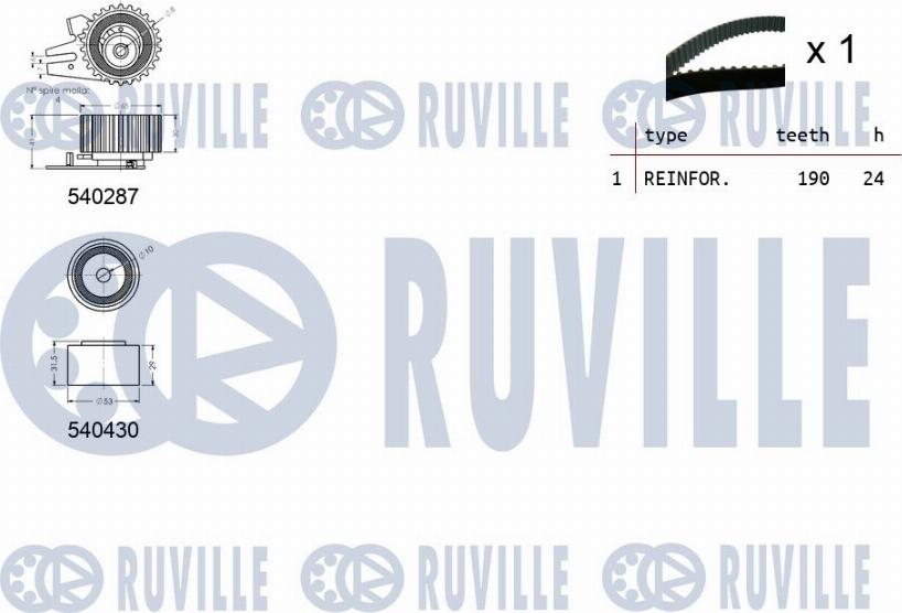 Ruville 550045 - Комплект зубчатого ремня ГРМ autosila-amz.com