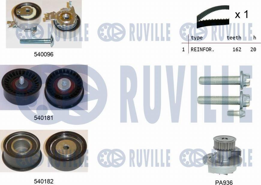 Ruville 5500401 - Водяной насос + комплект зубчатого ремня ГРМ autosila-amz.com