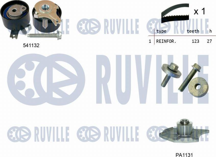 Ruville 5500551 - Водяной насос + комплект зубчатого ремня ГРМ autosila-amz.com