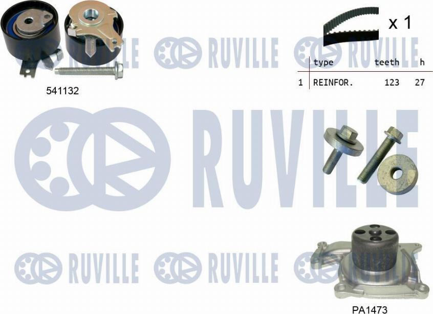 Ruville 5500553 - Водяной насос + комплект зубчатого ремня ГРМ autosila-amz.com