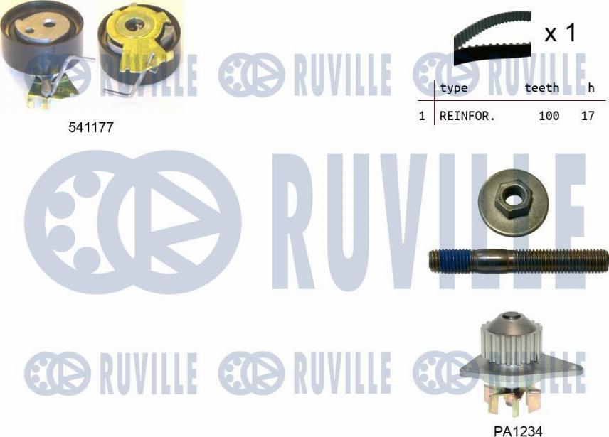 Ruville 5500501 - Водяной насос + комплект зубчатого ремня ГРМ autosila-amz.com