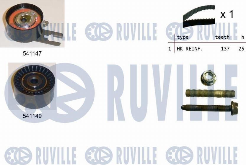 Ruville 550058 - Комплект зубчатого ремня ГРМ autosila-amz.com