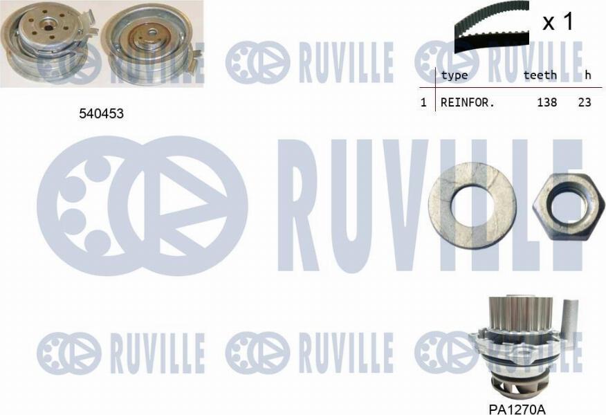 Ruville 5500131 - Водяной насос + комплект зубчатого ремня ГРМ autosila-amz.com