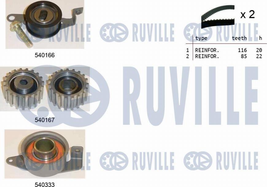 Ruville 550012 - Комплект зубчатого ремня ГРМ autosila-amz.com
