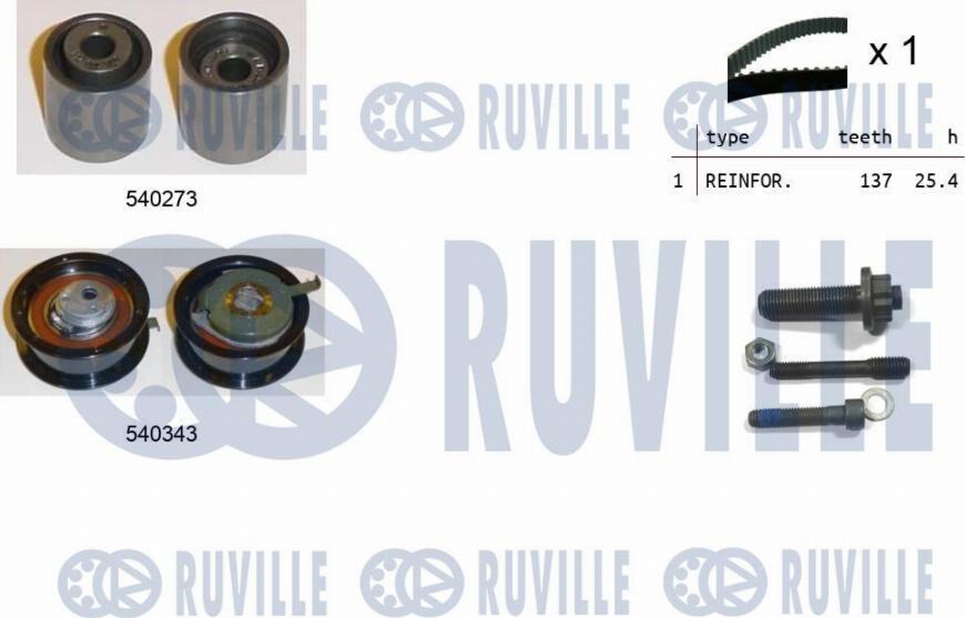 Ruville 550017 - Комплект ГРМ AUDI/VW 1.9D/TDi 137з. autosila-amz.com