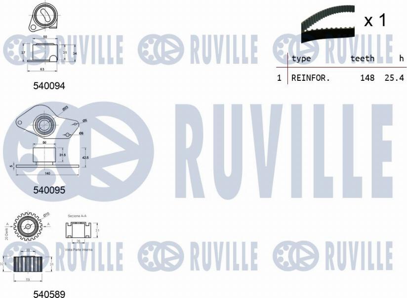 Ruville 550080 - Комплект зубчатого ремня ГРМ autosila-amz.com