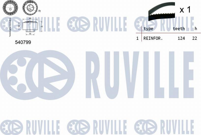 Ruville 550034 - Ремкомплект привода ГРМ AR Giulietta <20,Fiat 500/Bravo/Doblo/Panda/Punto,Jeep Renegade 1.2-1.4i autosila-amz.com