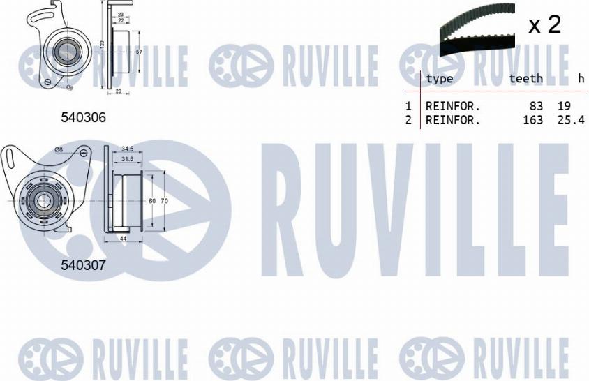 Ruville 550028 - Комплект ремня ГРМ autosila-amz.com