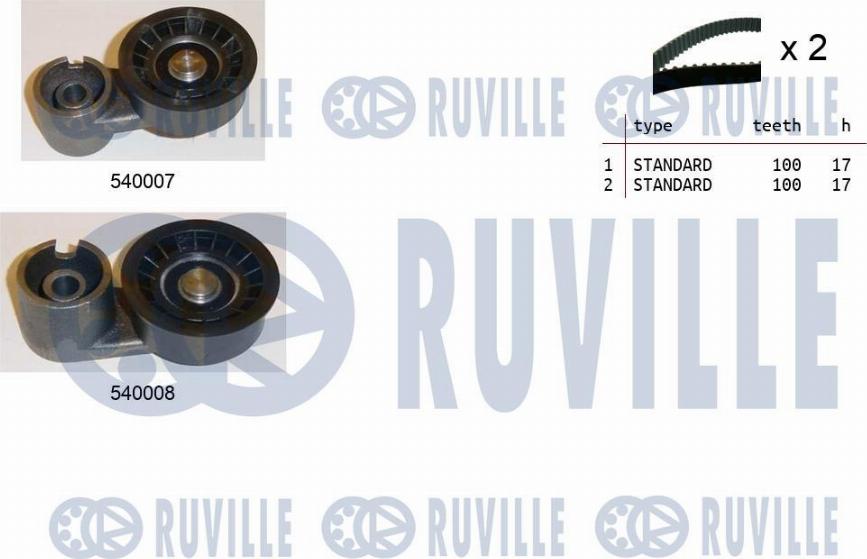 Ruville 550027 - Комплект зубчатого ремня ГРМ autosila-amz.com