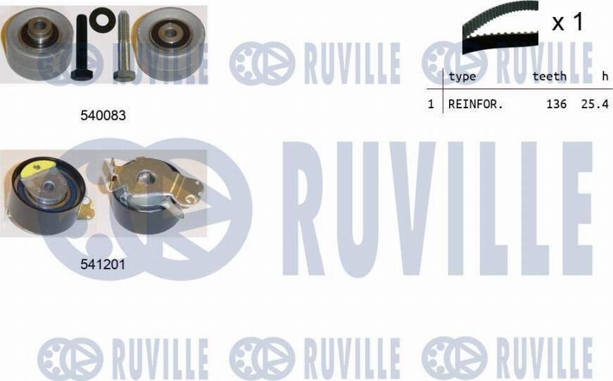 Ruville 550142 - Комплект зубчатого ремня ГРМ autosila-amz.com