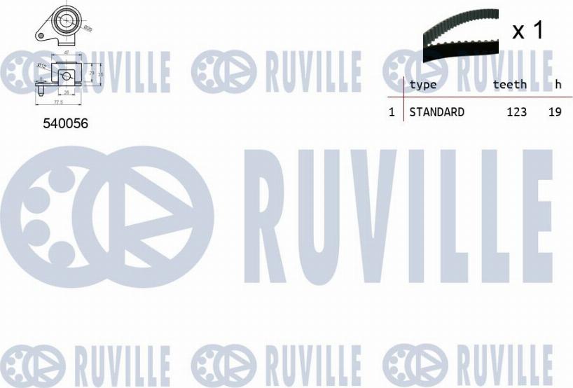 Ruville 550161 - Комплект зубчатого ремня ГРМ autosila-amz.com