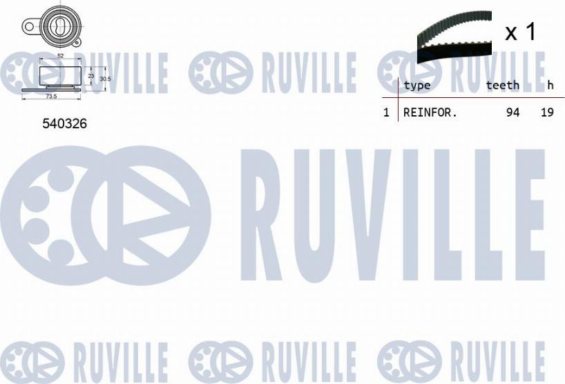 Ruville 550444 - Комплект зубчатого ремня ГРМ autosila-amz.com