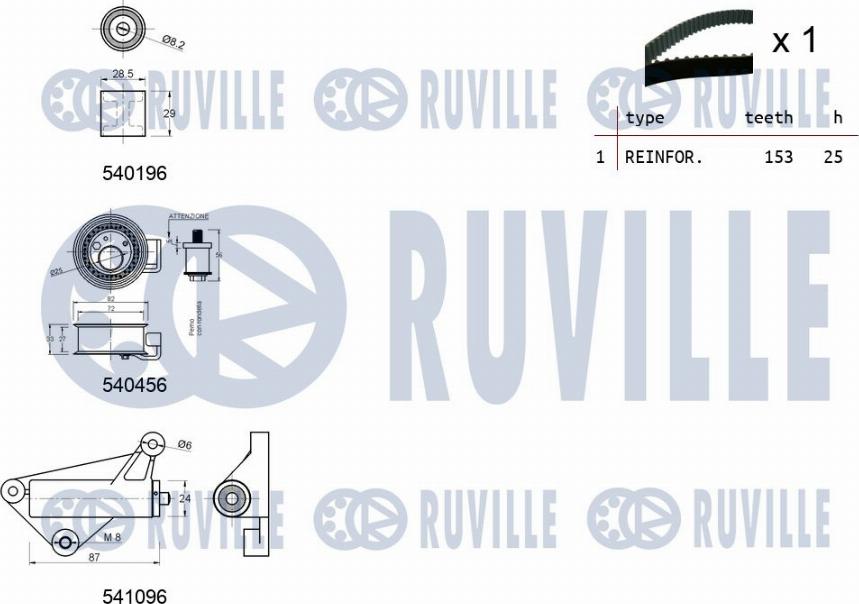 Ruville 550106 - Комплект зубчатого ремня ГРМ autosila-amz.com