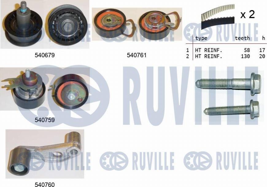 Ruville 550116 - Комплект зубчатого ремня ГРМ autosila-amz.com