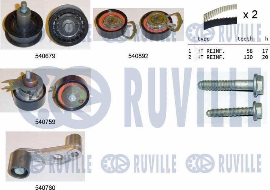 Ruville 550136 - Комплект зубчатого ремня ГРМ autosila-amz.com