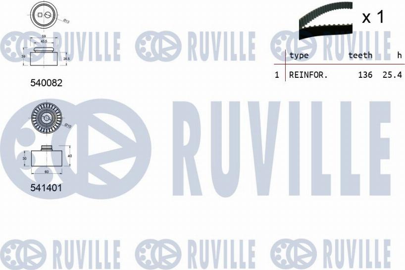 Ruville 550131 - Комплект зубчатого ремня ГРМ autosila-amz.com