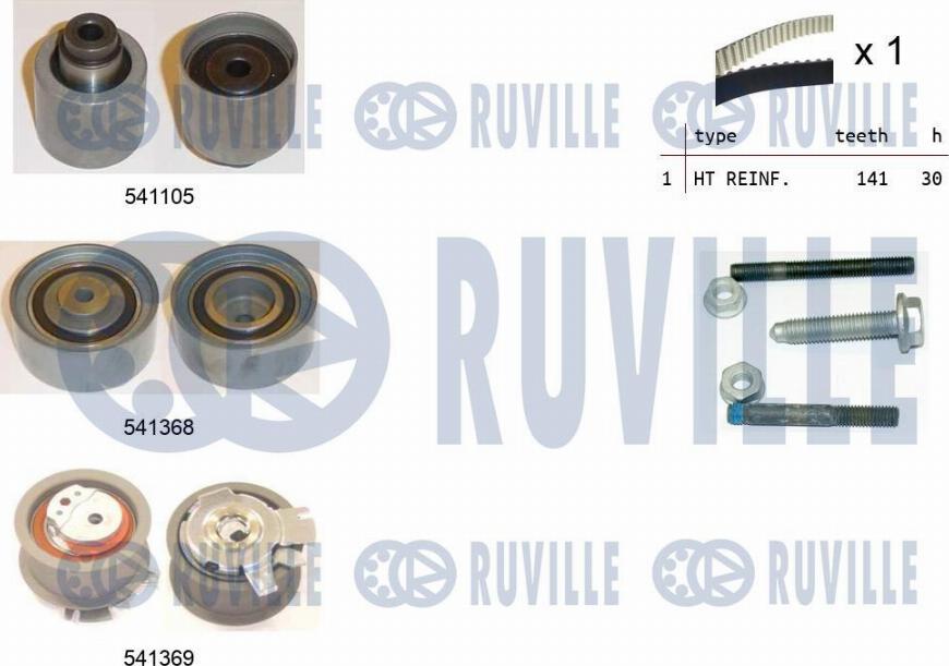 Ruville 550126 - Комплект зубчатого ремня ГРМ autosila-amz.com